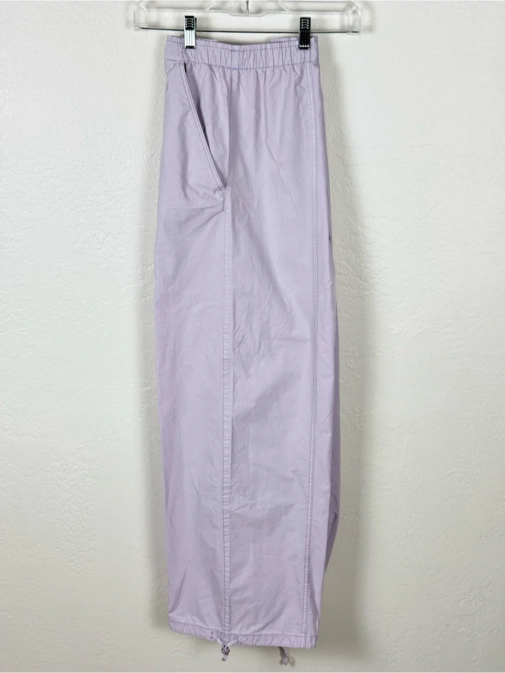 ZARA Lilac Cotton Parachute Cargo Pants Elastic Drawstring M Y2K Gorpcore Casual